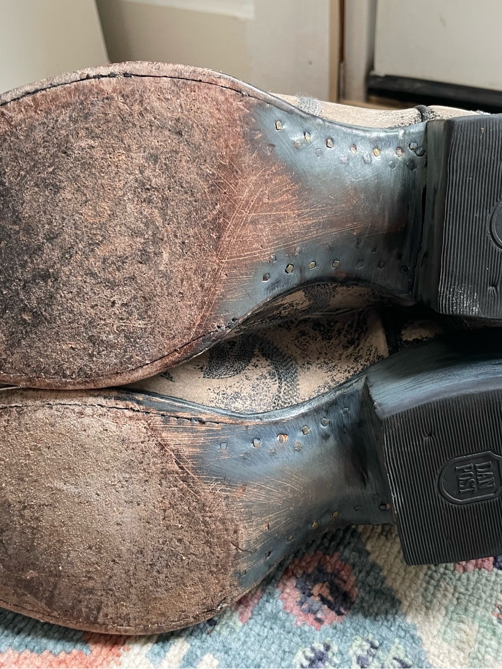 Dan Post DP3605 Anaheim Cowboy Boots Sand Distressed Leather Embroidered 9.5 D - Picture 7 of 7